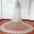 2 Tier Lace Bridal Veil 3 Meters Cathedral Length with Blusher - Elegant Wedding Accessory