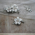Bridal Hair Jewelry Flower Leaf Hair Combs Silver Color Head Pieces Rhinestones Hairpins For Women Brides Wedding Accessories