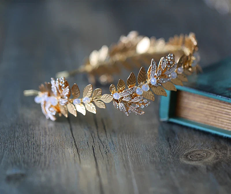 Wedding Hair Accessories Baroque Vintage Headbands Hairbands Leaf Opal Crystal Headpieces Headwear Brides Crowns Bridal Jewelry