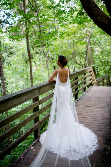 Wedding Cape, Bridal Cape Veil ,Wedding Cape Veil, Modern Veil, Drape Veil Cape in White, Off White , Ivory , Champagne White 350cm