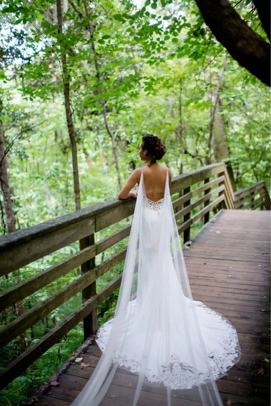 Wedding Cape, Bridal Cape Veil ,Wedding Cape Veil, Modern Veil, Drape Veil Cape in White, Off White , Ivory , Champagne White 350cm