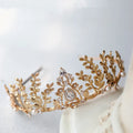 Bridal Hair Jewelry Gold Color Tiaras Flower Crowns Zircon Prom Pageant Headbands Headpiece For Brides Women Wedding Accessories Default Title