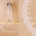 Pearl Wedding Accessories , Lace Bridal Veil , 2 Layer 70cm / 230cm Chapel Length Veil off-white