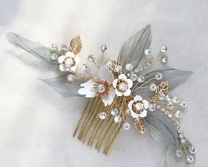 Flower Leaf Headband Headpieces Crystal Pearl Hair Comb Pins Bridesmaids Bride Hairband Crown Wedding Accessories Bridal Jewelry g