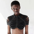 UpAvonu Shawl Top Women Fashion Women Round Neck Cloak Sleeve Pearl Shawl Top Women Elegant Shawl Top Women black One Size