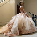 Rose Gold Quinceanera Dress Luxury Sequin Masquerade Prom Birthday Party Gown Ruffles Folklorico Vestidos De 15 Años Customized