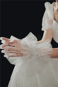 Lace Short Pearls Bridal Gloves Wristband Wedding Glove For Women Girl Party Evening Dress Jewelry Brides Accessories
