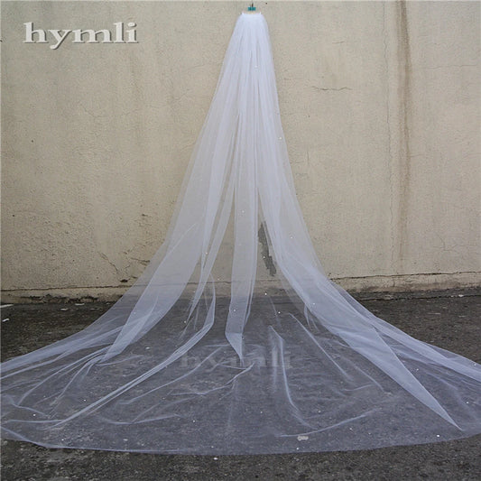 Long Scatter Rhinestones Wedding Veil Cathedral Length Crystal Bridal Veil Black