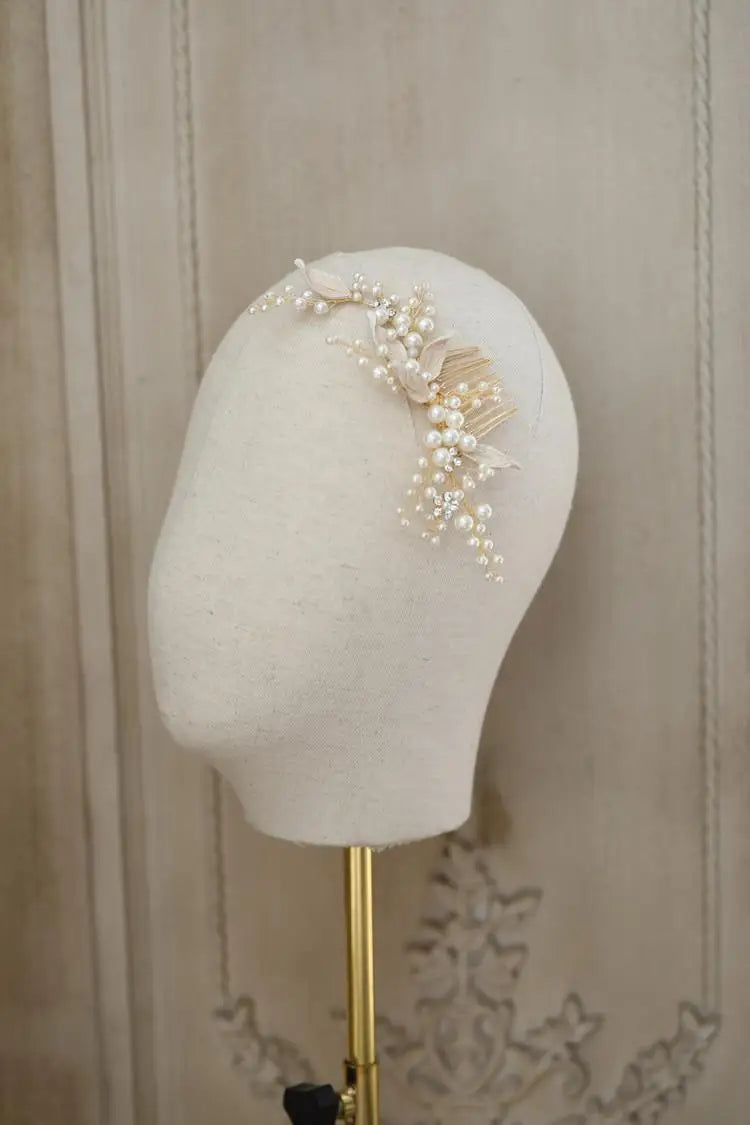 Bridal Hair Jewelry Pearl Crystal Hair Combs Pins Women Headpieces Flower Leaf Hairpins Party For Brides Wedding Accessories