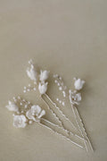 Bridal Jewelry Porcelain Flower Hairpins Silver Color Hair Pin Clip For Brides Bridesmaids Women Head Pieces Wedding Accessories