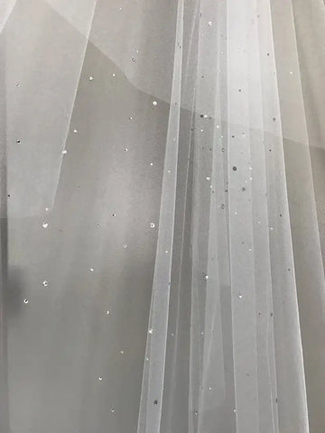2 Layer Soft Tulle Wedding Veil with Crystal Chapel Length Bridal Veil Metal Comb