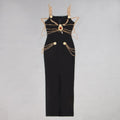 Runway Fashion Maxi Long Bandage Dress Open Fork Chains Strap Fashion Beading Bandage Dress Cocktail Party Bodycon Dresses 2025 as photo 2