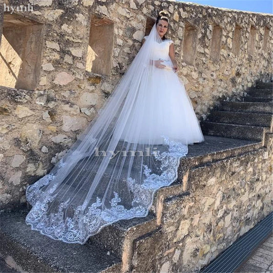 Long Veil One Layer Lace with Sparkling Sequins Bridal Veil Tulle Wedding Veil in White , Off-White , Ivory ,Black