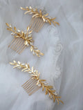 Vintage Gold Color Hair Combs Pins Zirconia Hairpins Brides Bridesmaids Head Pieces Headdress Bridal Jewelry Wedding Accessories