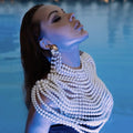 UpAvonu Shawl Top Women Fashion Women Round Neck Cloak Sleeve Pearl Shawl Top Women Elegant Shawl Top Women