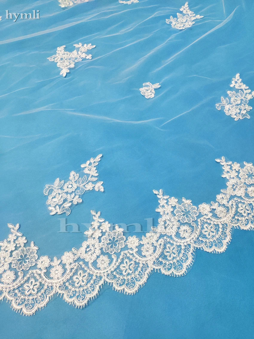 2 Tier Lace Wedding Veil 3 Meters Long Bridal Veil Lace Veil Cathedral Veil with Metal Comb