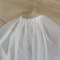 One Layer Lace Applique Wedding Accessories Chapel Veil In White, Off White, Ivory Metal Comb on The Top