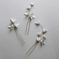 Rhinestones Crystal Hair Pin Clip White Flower Head Piece Women Brides Bridesmaids Hairpins Wedding Accessories Bridal Jewelry gold color