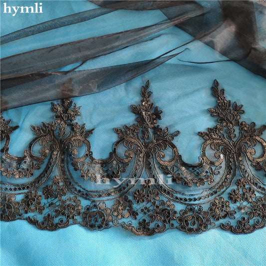 Black Long Veil 3.5 Meters Sequins Lace Wedding Veil Tulle Cathedral Veil Bridal Accessories Veils