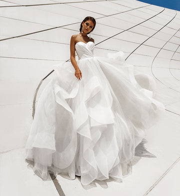 Eleganti abiti da sposa semplici per donne A abiti da sposa senza maniche da sposa abiti in tulle a livelli per feste formali Vestidos de nolia