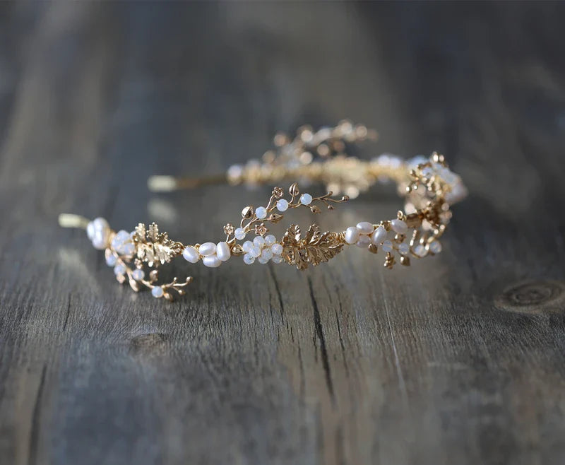 Wedding Hair Accessories Freshwater Pearls Headbands Headpieces Vintage Leaf Hairbands Brides Tiaras and Crowns Bridal Jewelry