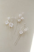 Bridal Jewelry Porcelain Flower Hairpins Silver Color Hair Pin Clip For Brides Bridesmaids Women Head Pieces Wedding Accessories