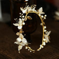 Vintage Gold Color Headpieces Headwear Crystal Pearls Headbands Hairbands Bride Hair Pin Clip Bridal Jewelry Wedding Accessories a