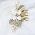 Opal Crystal Hairpins Flower Leaf Headpieces Headdress Brides Women Hair Combs Pins Clips Wedding Jewelry Bridal Accessories b