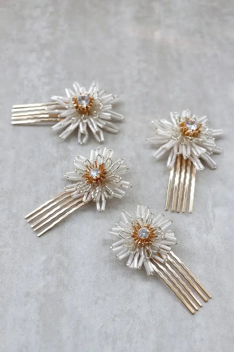 Flower Floral Headpieces Rhinestones Crystal Hair Clips Combs For Women Girl Brides Hairpins Wedding Accessories Bridal Jewelry