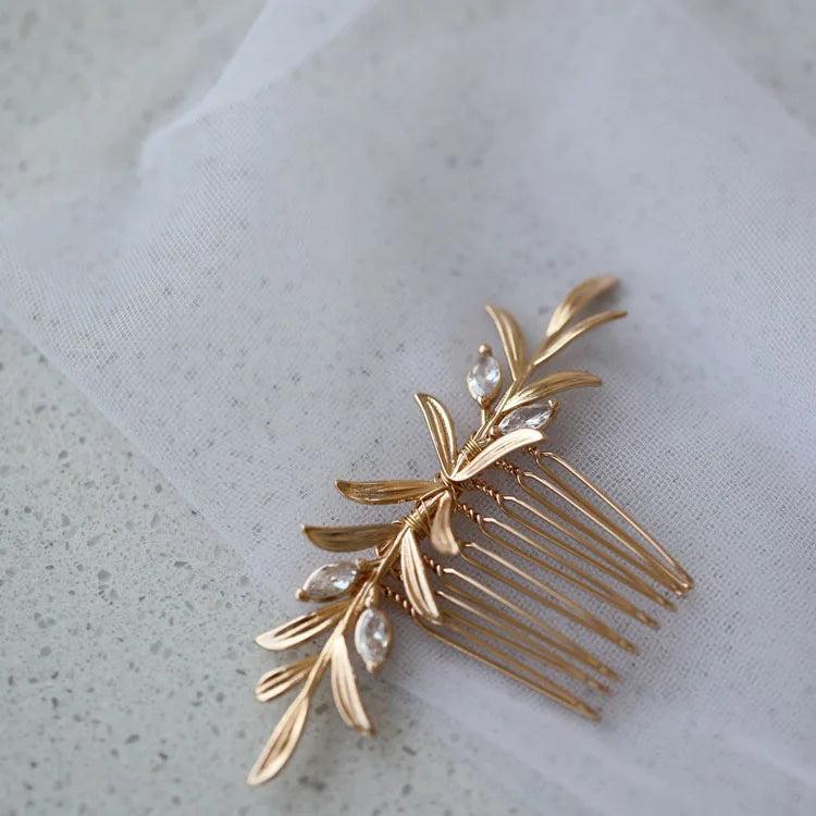 Vintage Gold Color Hair Combs Pins Zirconia Hairpins Brides Bridesmaids Head Pieces Headdress Bridal Jewelry Wedding Accessories b