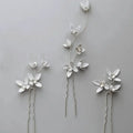 Rhinestones Crystal Hair Pin Clip White Flower Head Piece Women Brides Bridesmaids Hairpins Wedding Accessories Bridal Jewelry silver color