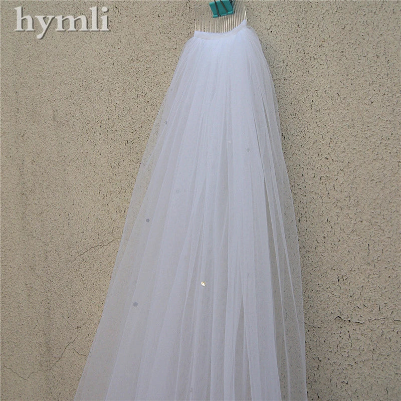 Long Scatter Rhinestones Wedding Veil Cathedral Length Crystal Bridal Veil