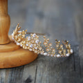 Bridal Hair Jewelry Vintage Tiara Crown Zircon Pearl Headband Headpiece For Brides Princess Queen Hairband Wedding Accessories