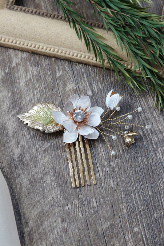 Wedding Accessories Vintage Hairpins Flower Leaf Head Pieces Headdress Crystal Hair Combs Pins For Brides Women Bridal Jewelry