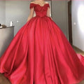 customized Red Ball Gown V Neck Prom Dresses Off Shoulder Lace Appliques Beaded Satin Corset Lace Up Plus size Evening Dresses Blue