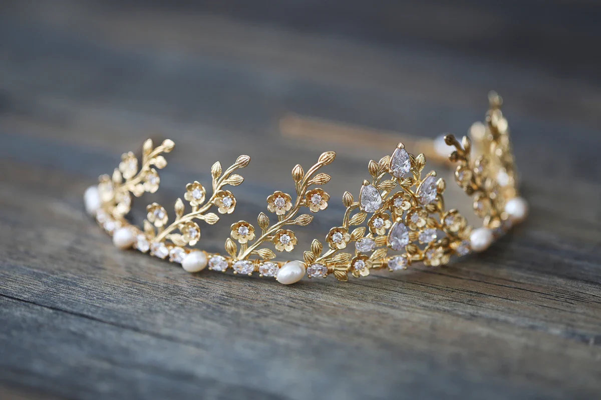 Bridal Hair Jewelry Vintage Tiara Crown Zircon Pearl Headband Headpiece For Brides Princess Queen Hairband Wedding Accessories