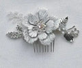 Bridal Hair Jewelry Flower Leaf Hair Combs Silver Color Head Pieces Rhinestones Hairpins For Women Brides Wedding Accessories b