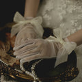 Lace Short Bridal Gloves bowknot Wristband Wedding Glove For Women Girl Party Evening Dress Jewelry Bride Accessories