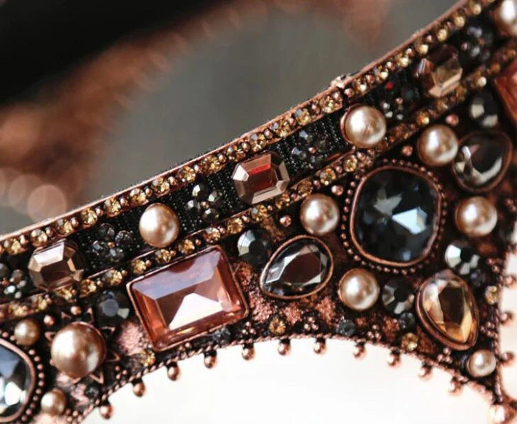 Vintage Crystal Round Baroque Tiaras and Crowns For Women Men King Queen Royal Party Bridal Wedding Head Jewelry Accessories