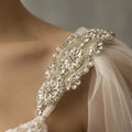 Soft Bridal Cape Veil with Diamond Appliques on Shoulder Wedding Cloak Elegant Bridal Accessory