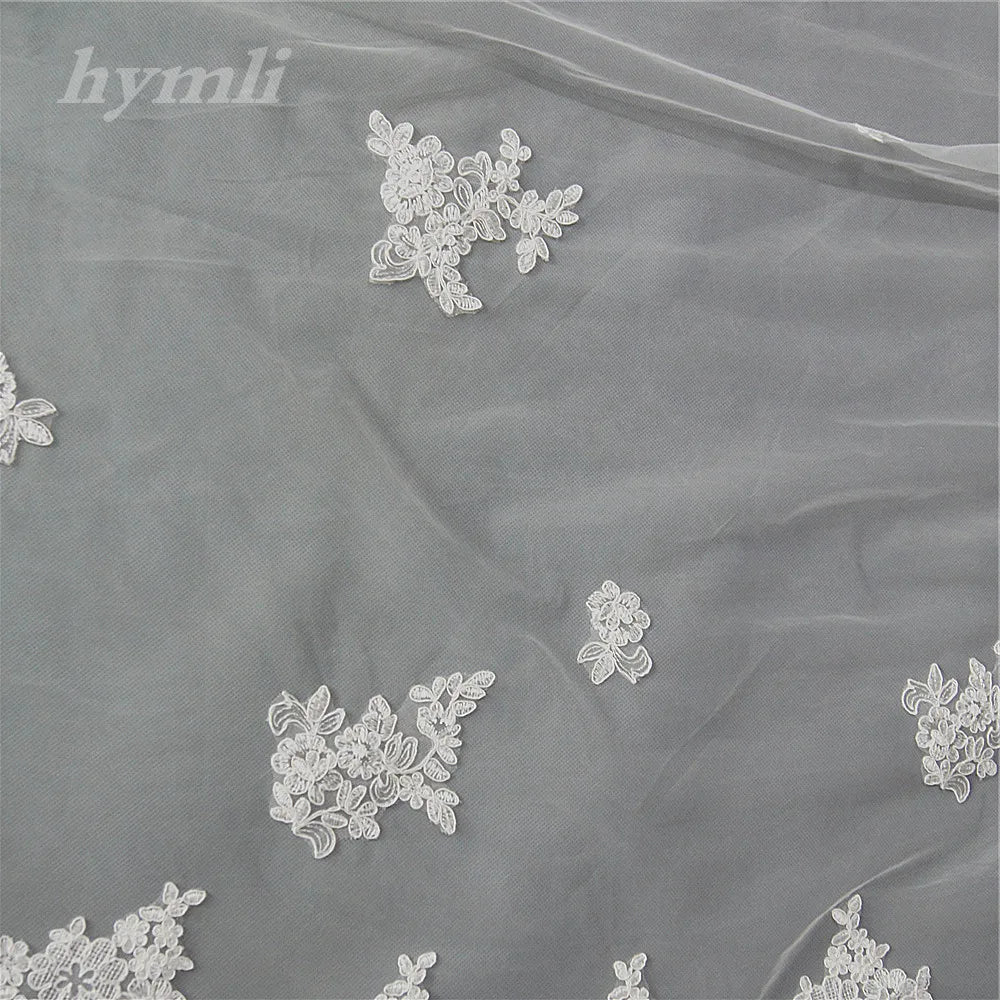 Cathedral Length Bridal Veil 2 Layer 3 Meters Popular New Style White Ivory Off-White Lace Wedding Veil for Brides