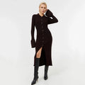 Autumn Bodycon Dress Sweater Knitted Green Women Sexy Midi Split V Neck Long Sleeve Casual Dresses Party Vestidos black