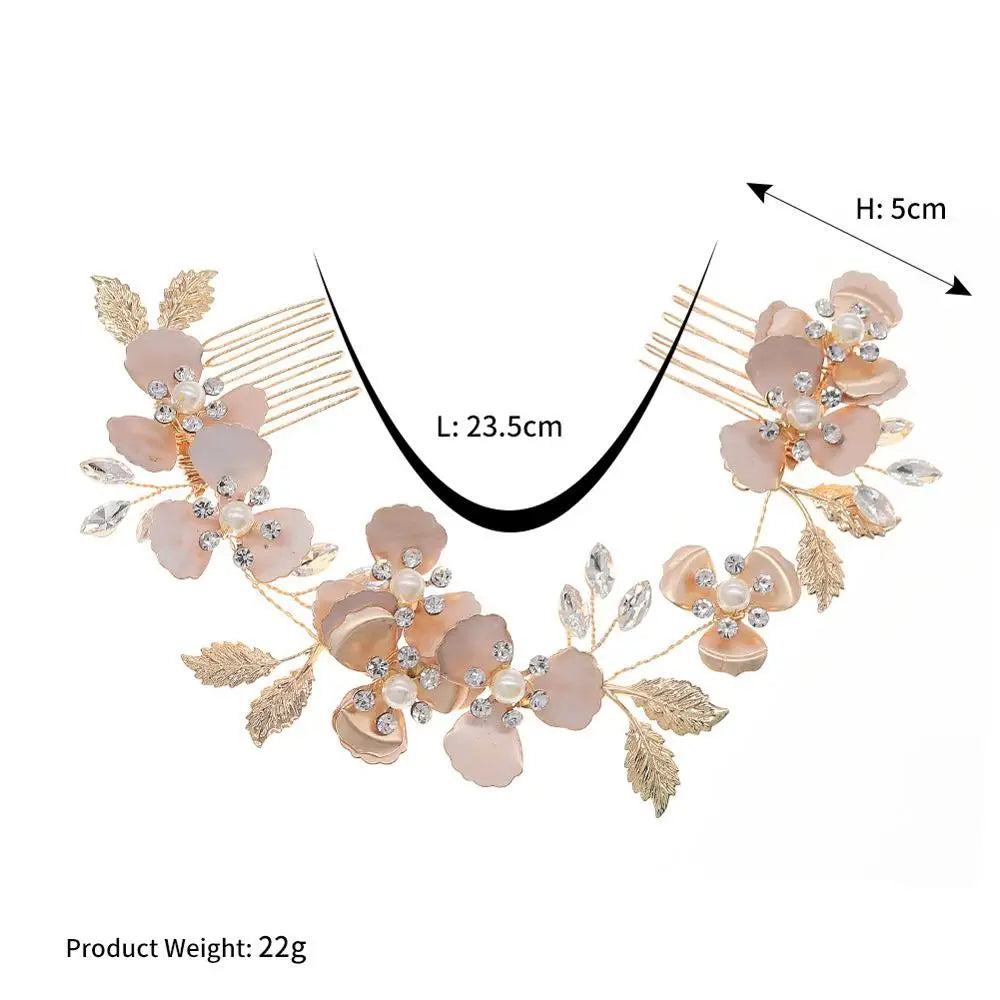 Pearl Crystal Hair Combs Pins Flower Leaf Headpieces Headbands For Brides Women Hairband Bridal Jewelry Wedding Accessories