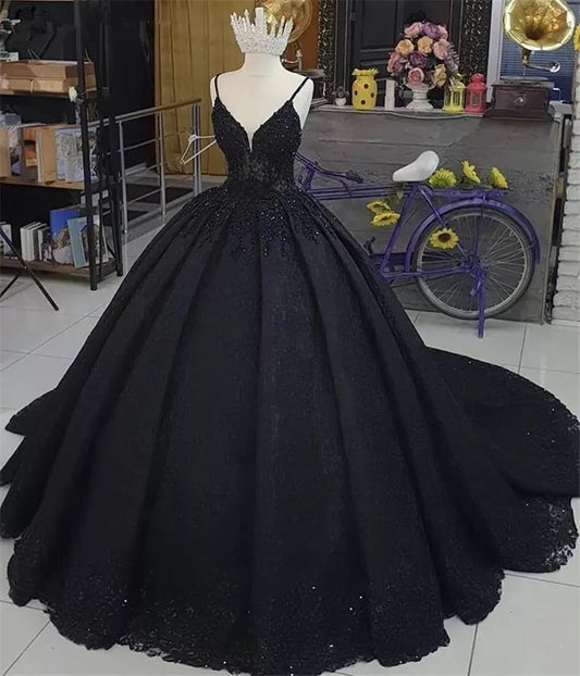 Customized  Lace Black Evening Gowns Long 2025 vestidos de fiesta de noche Lace Up Ball Gown Prom Dresses Formal robe de soiree