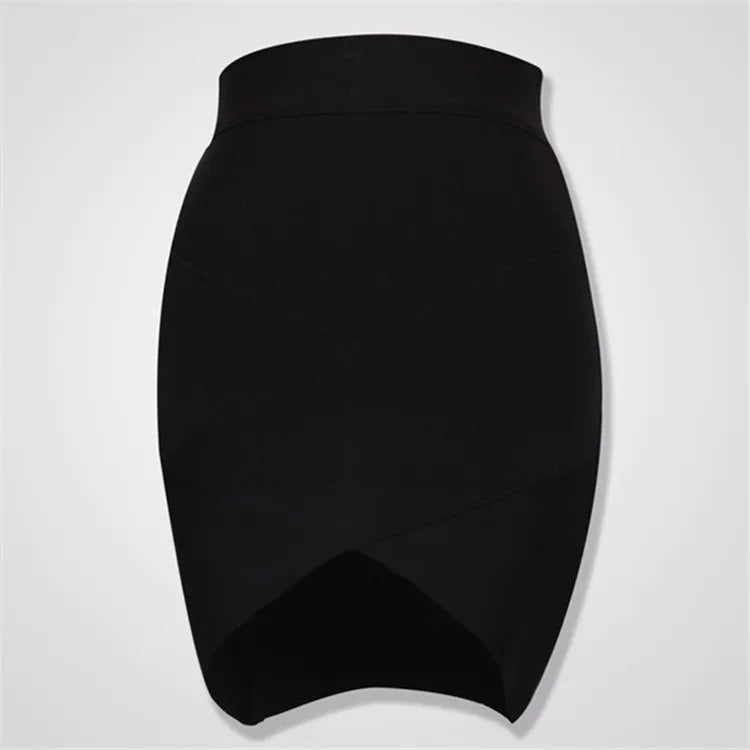 Ladies Rayon Thick Short Bandage Skirt Cocktail Party Cute Mini Skirt black