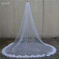 Cathedral Length Bridal Veil 1 Layer Long Lace Wedding Veil with Sequins for Brides Ivory 300cm