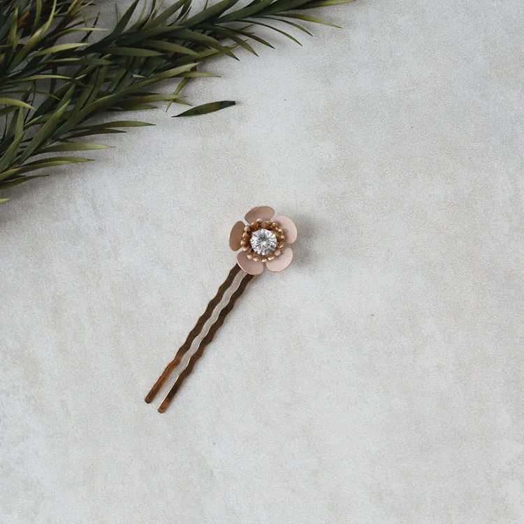 Gold Color Hair Combs Clip Flower Leaf Hairpins For Brides Head Pieces Rhinestones Headdress Bridal Jewelry Wedding Accessories