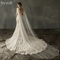 Soft Bridal Cape Veil with Diamond Appliques on Shoulder Wedding Cloak Elegant Bridal Accessory