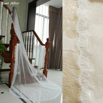 1 Tier lace 118" (3M) Cathedral bridal veil with Metal Comb Wedding Accessories 300cm