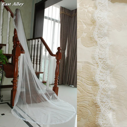 1 Tier lace 118" (3M) Cathedral bridal veil with Metal Comb Wedding Accessories 300cm